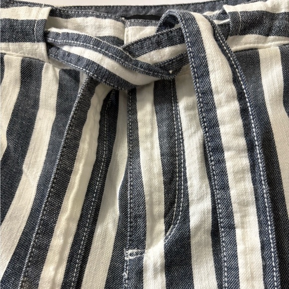 Sanctuary Striped Navy/White Soft Cotton Casual Trousers with Tie Belt. Coastal - Picture 11 of 13